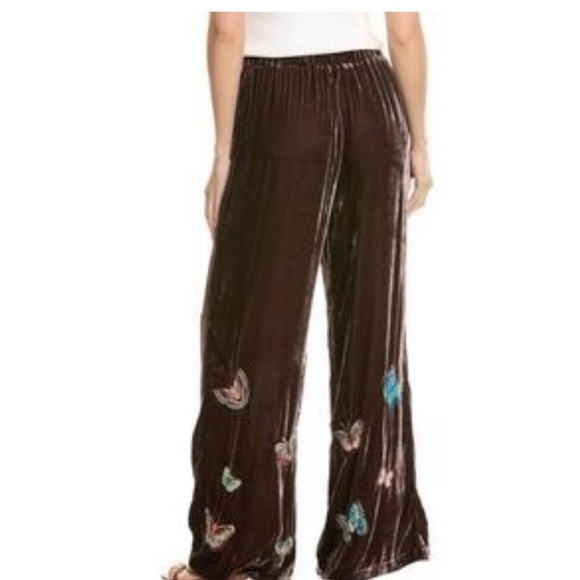 Johnny Was Brown Wide Leg Pants with Butterfly Embroidery - Picture 4 of 6